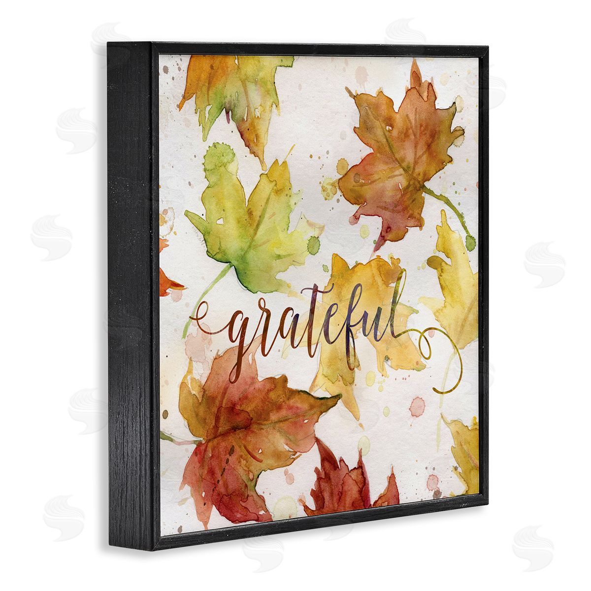 Carol Robinson Grateful Fall Maple Leaves Black Framed Glicee Wall Art Print