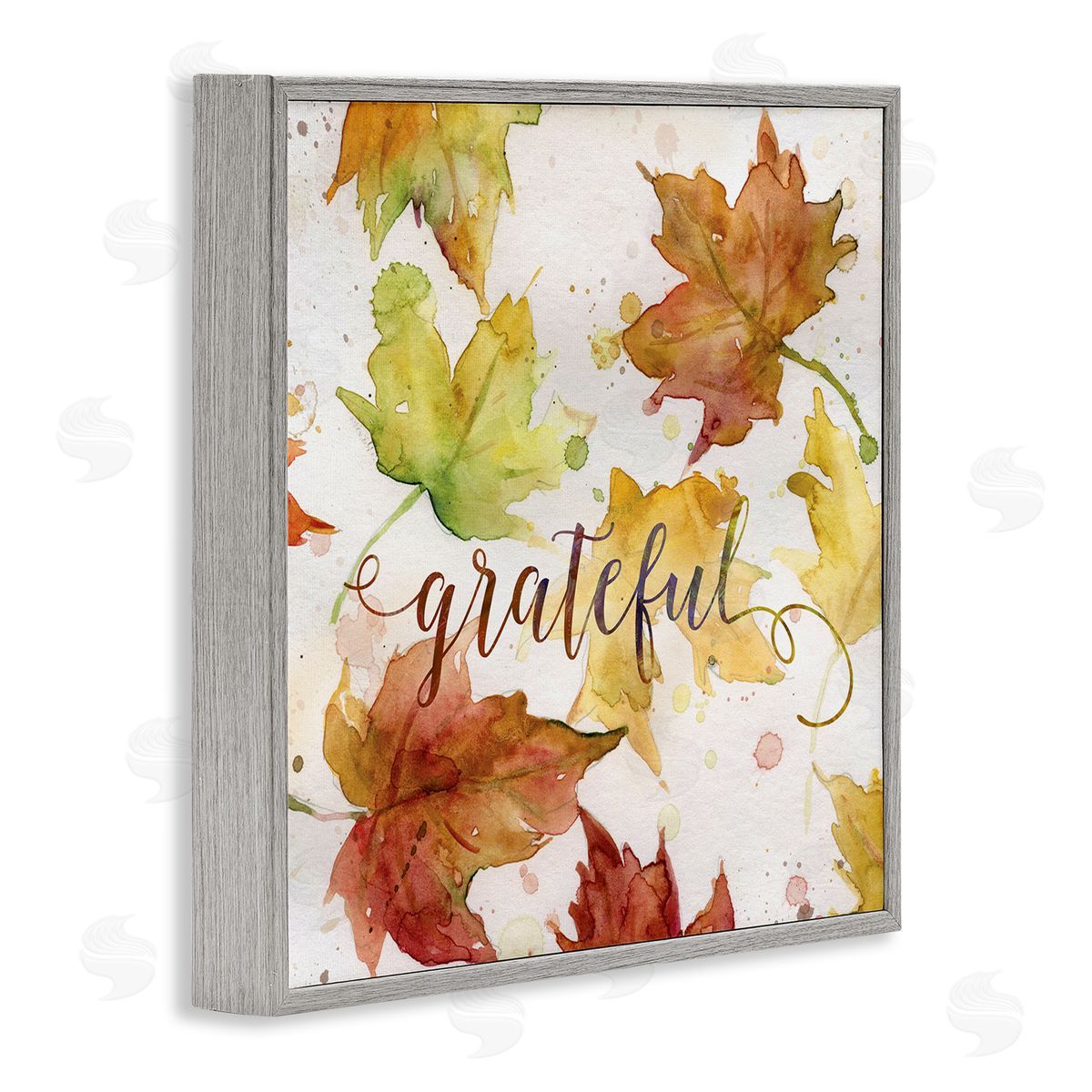 Carol Robinson Grateful Fall Maple Leaves Gray Framed Glicee Wall Art Print
