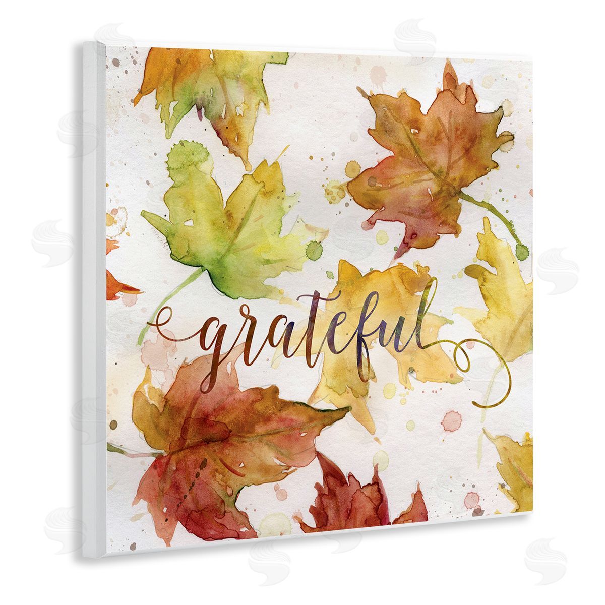 Carol Robinson Grateful Fall Maple Leaves Wooden Wall Plaque Art Print
