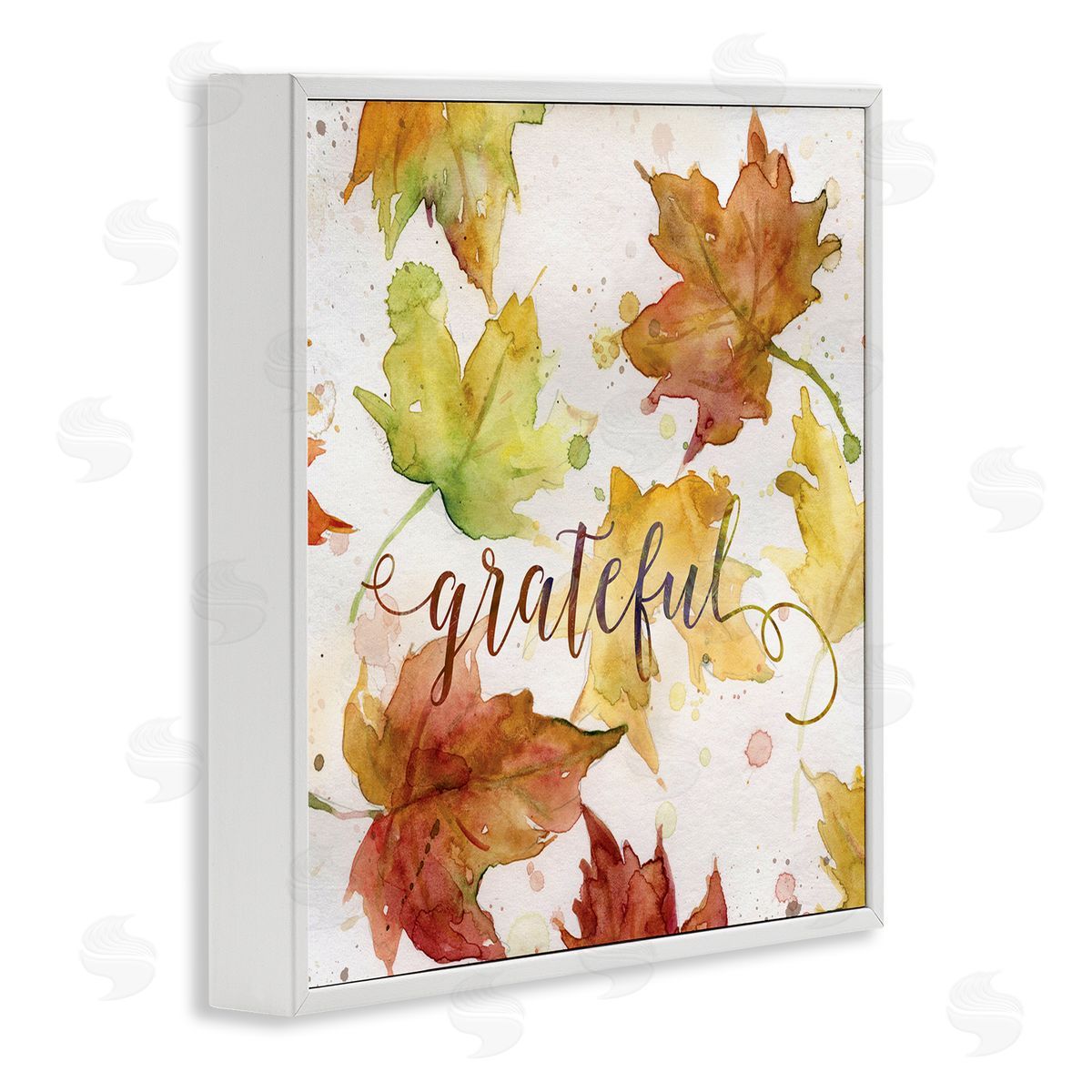 Carol Robinson Grateful Fall Maple Leaves White Framed Glicee Wall Art Print