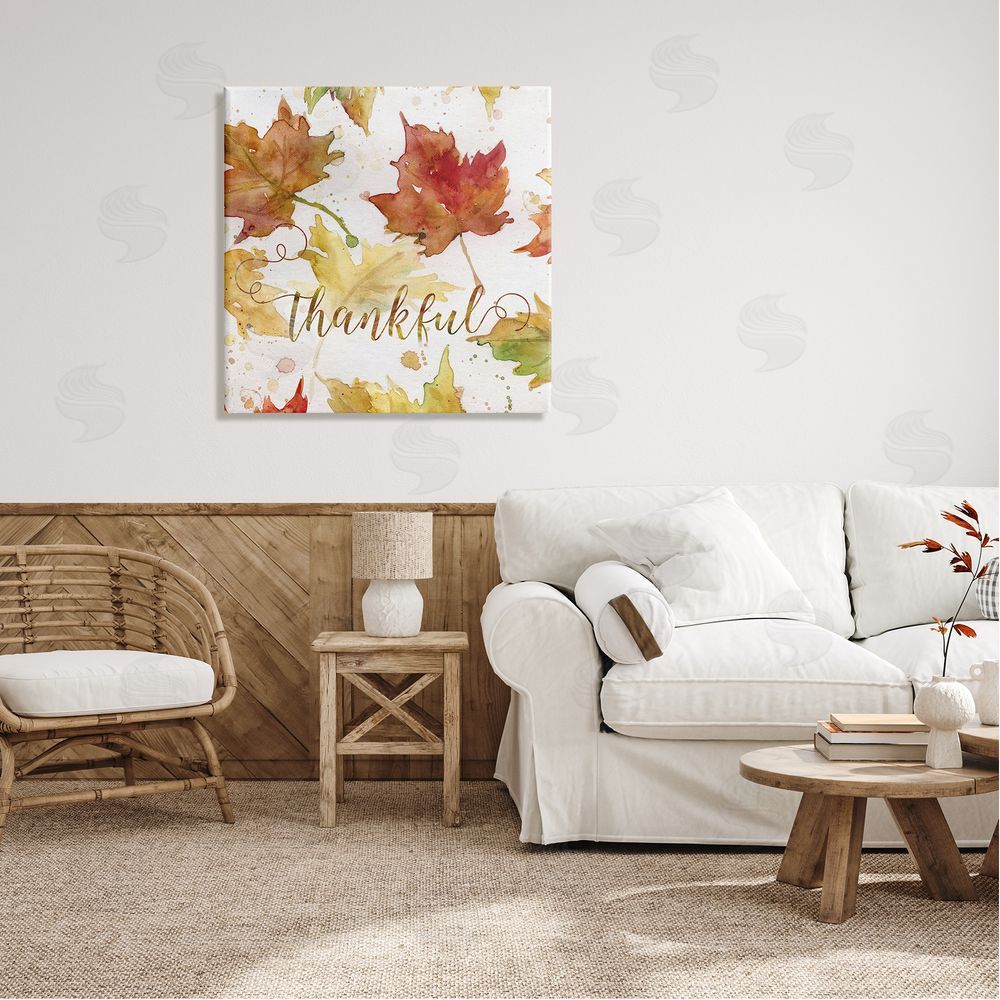 Carol Robinson Thankful Fall Leaves Canvas Wall Art in Room