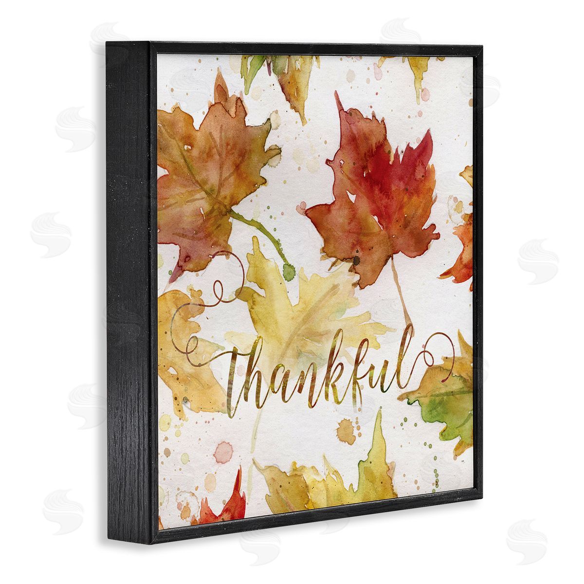 Carol Robinson Thankful Fall Leaves Black Framed Glicee Wall Art Print