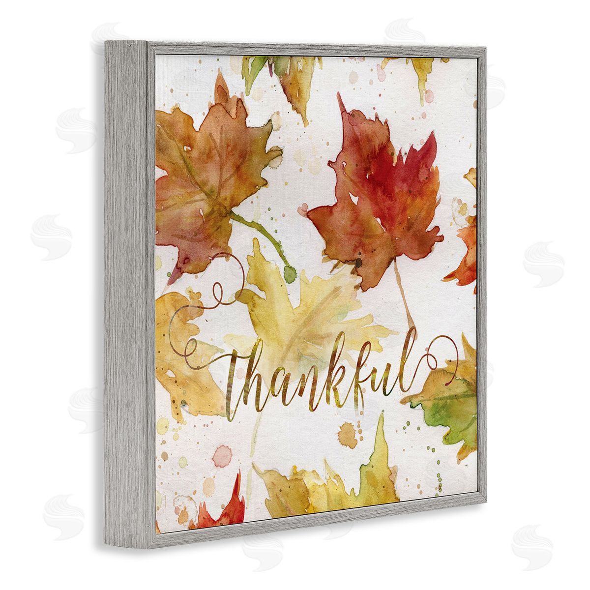 Carol Robinson Thankful Fall Leaves Gray Framed Glicee Wall Art Print