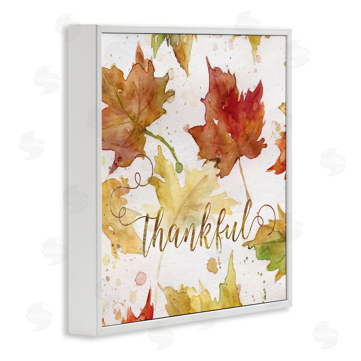 Carol Robinson Thankful Fall Leaves White Framed Glicee Wall Art Print