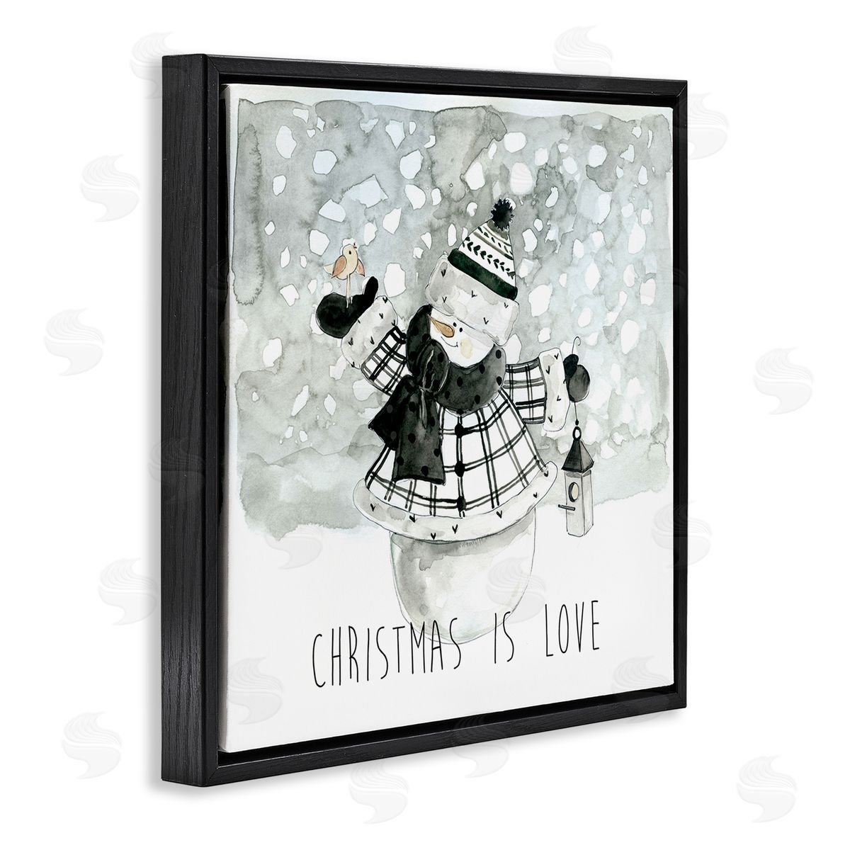 Carol Robinson Christmas Is Love Phrase Black Floating Frame Canvas Wall Art Print