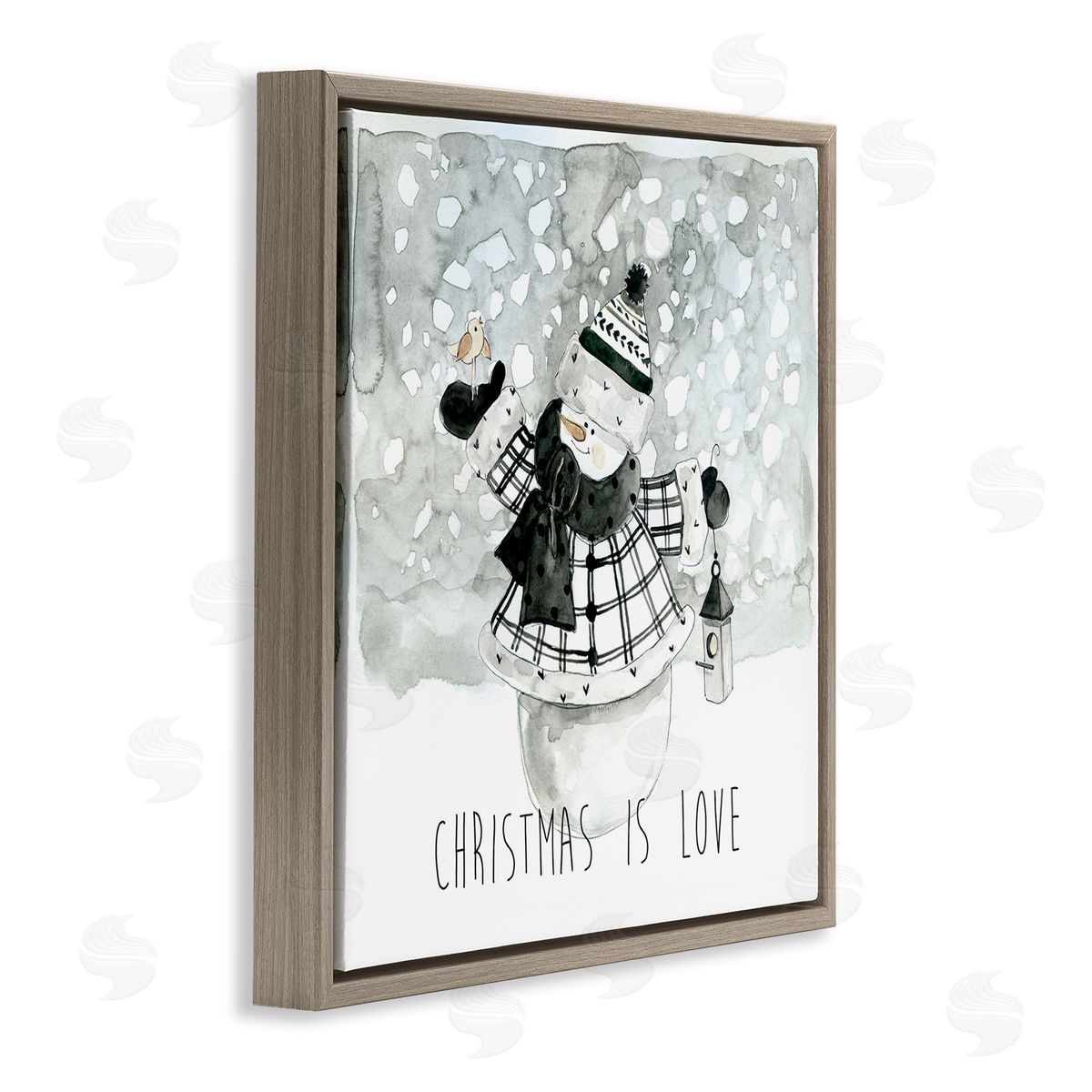 Carol Robinson Christmas Is Love Phrase Brown Floating Frame Canvas Wall Art Print
