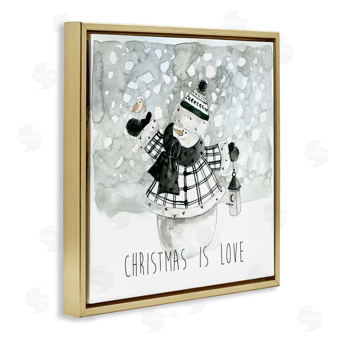 Carol Robinson Christmas Is Love Phrase Gold Floating Frame Canvas Wall Art Print