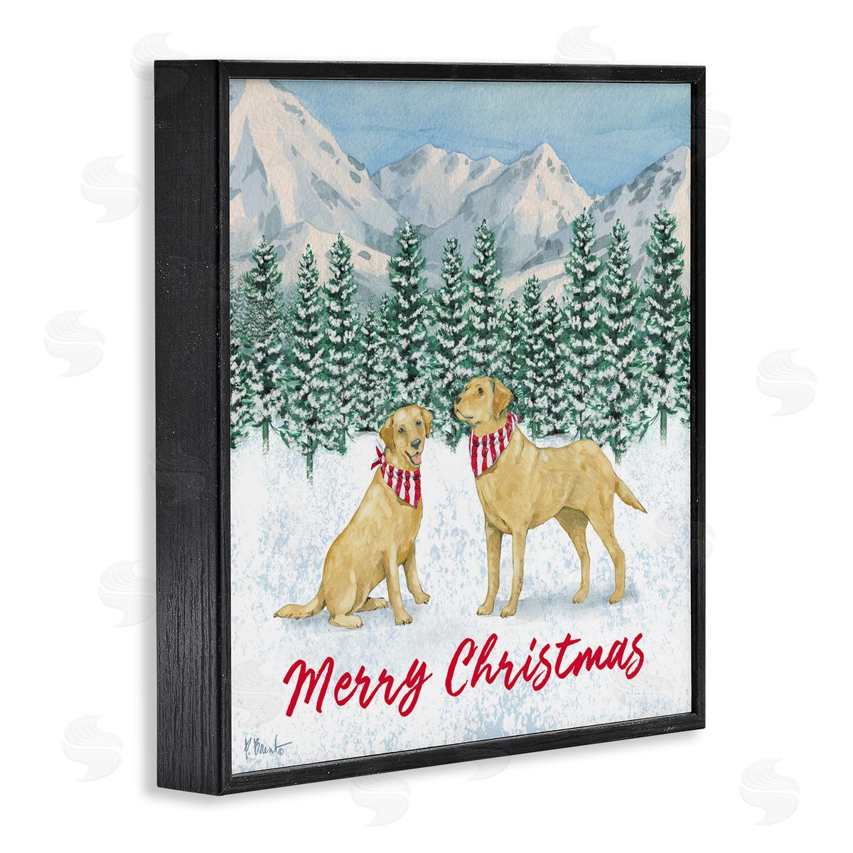 Paul Brent Merry Christmas Dogs Black Framed Glicee Wall Art Print