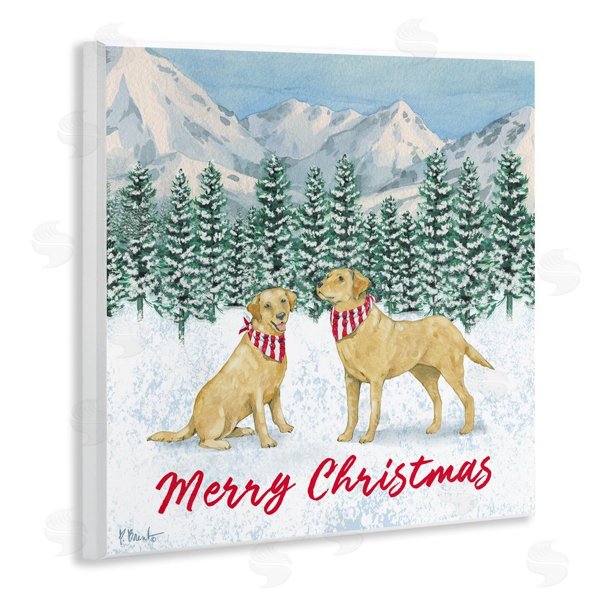 Paul Brent Merry Christmas Dogs Wooden Wall Plaque Art Print