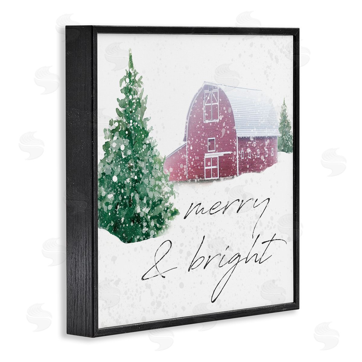 Carol Robinson Merry & Bright Snowy Barn Black Framed Glicee Wall Art Print