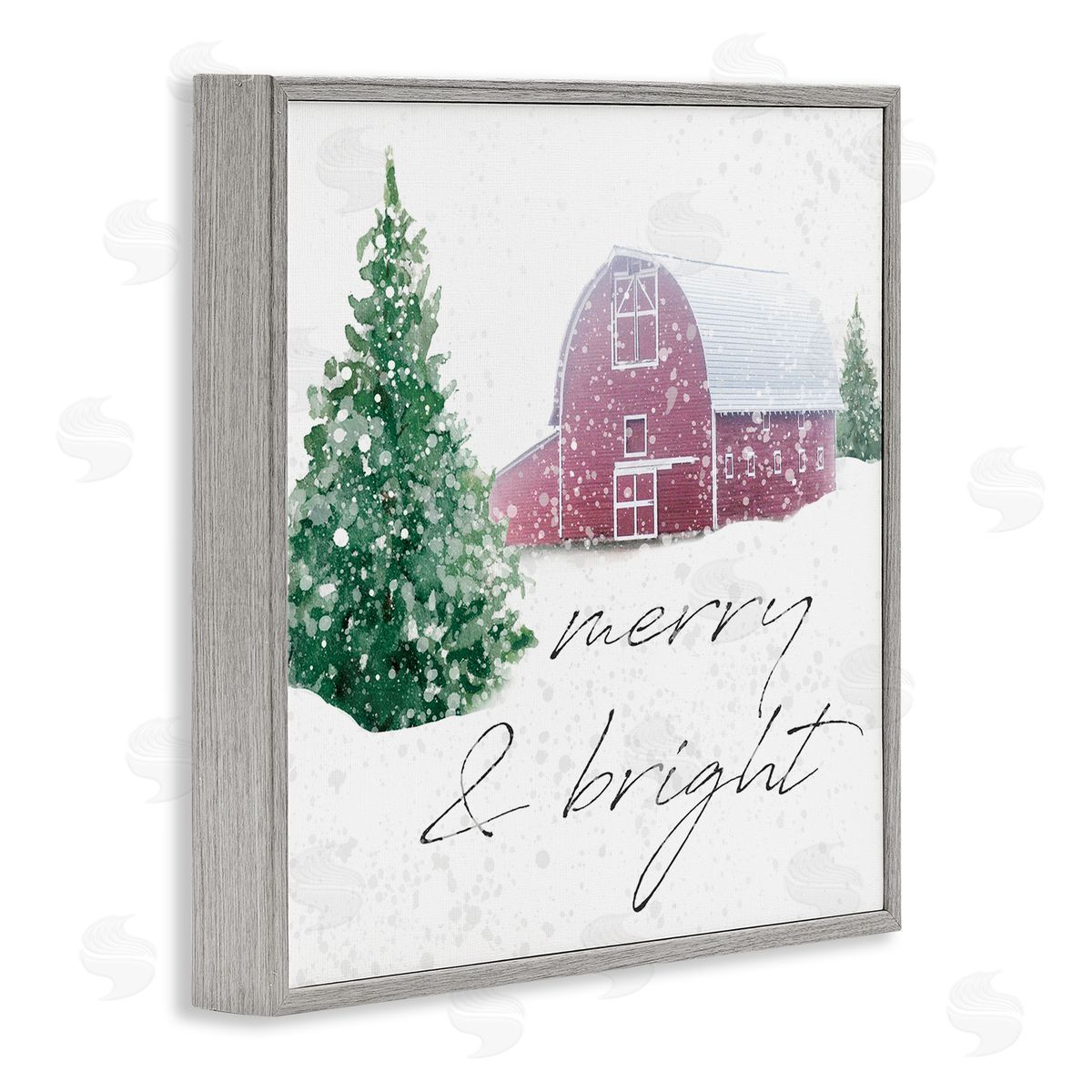 Carol Robinson Merry & Bright Snowy Barn Gray Framed Glicee Wall Art Print