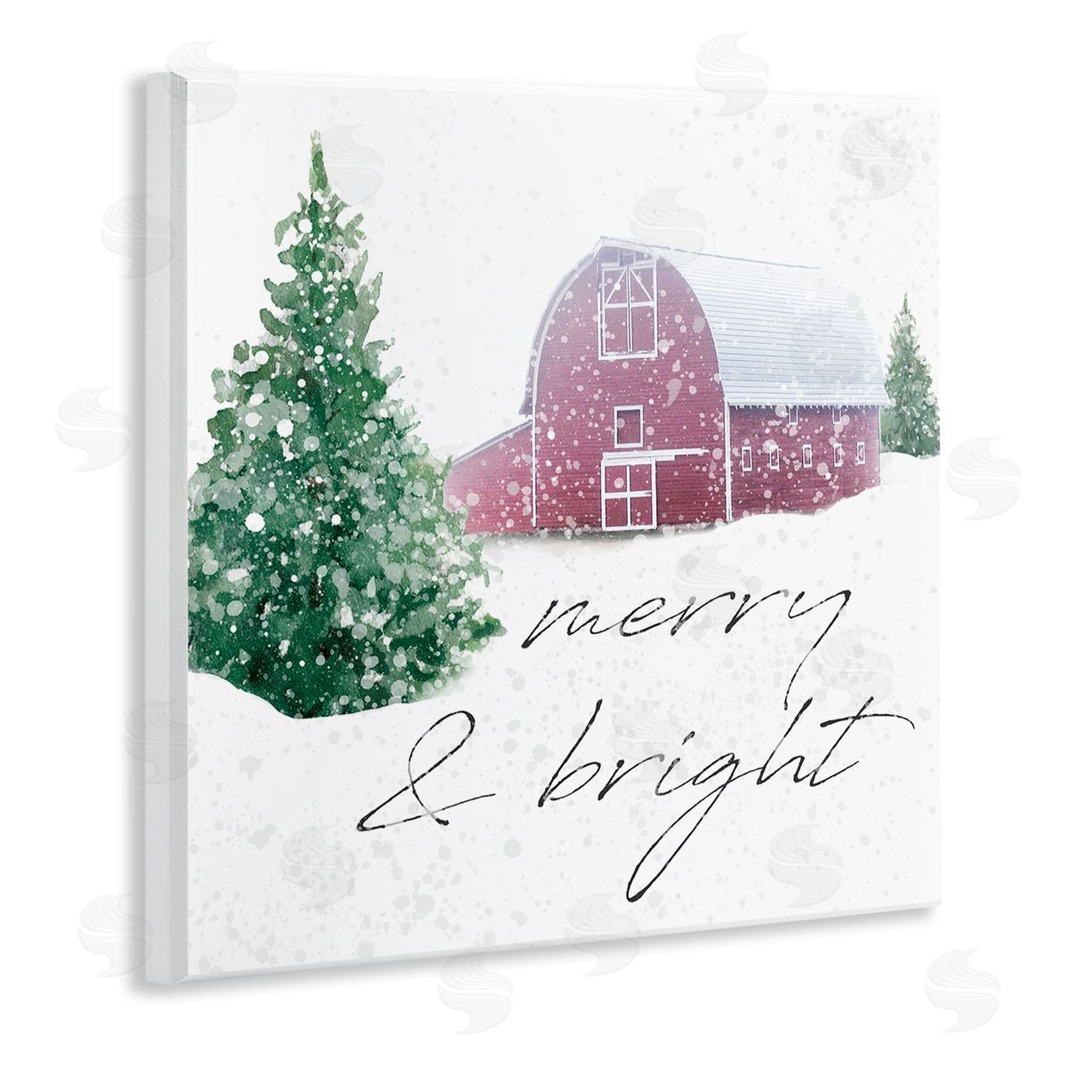 Carol Robinson Merry & Bright Snowy Barn Wooden Wall Plaque Art Print