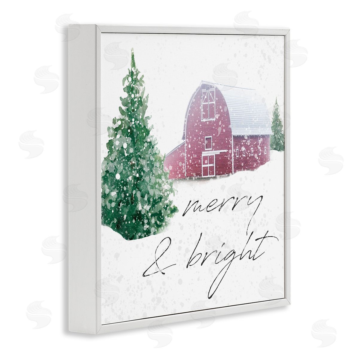 Carol Robinson Merry & Bright Snowy Barn White Framed Glicee Wall Art Print