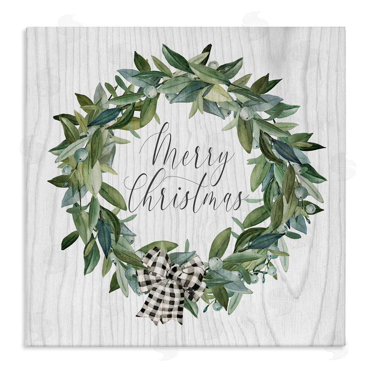 Carol Robinson Tartan Bow Wreath Stretched Canvas Wall Art Print