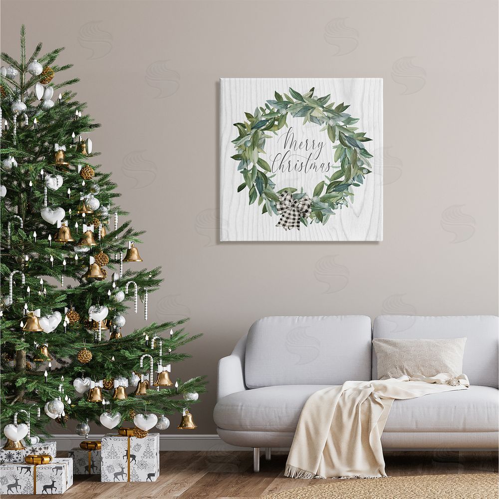 Carol Robinson Tartan Bow Wreath Canvas Wall Art in Room