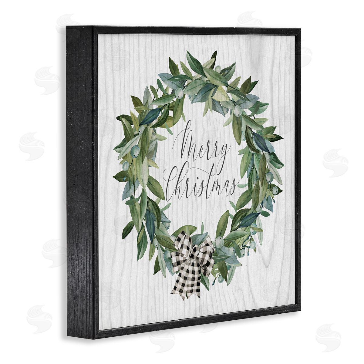 Carol Robinson Tartan Bow Wreath Black Framed Glicee Wall Art Print