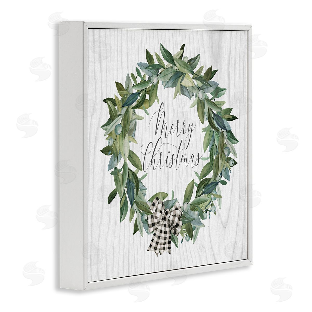 Carol Robinson Tartan Bow Wreath White Framed Glicee Wall Art Print