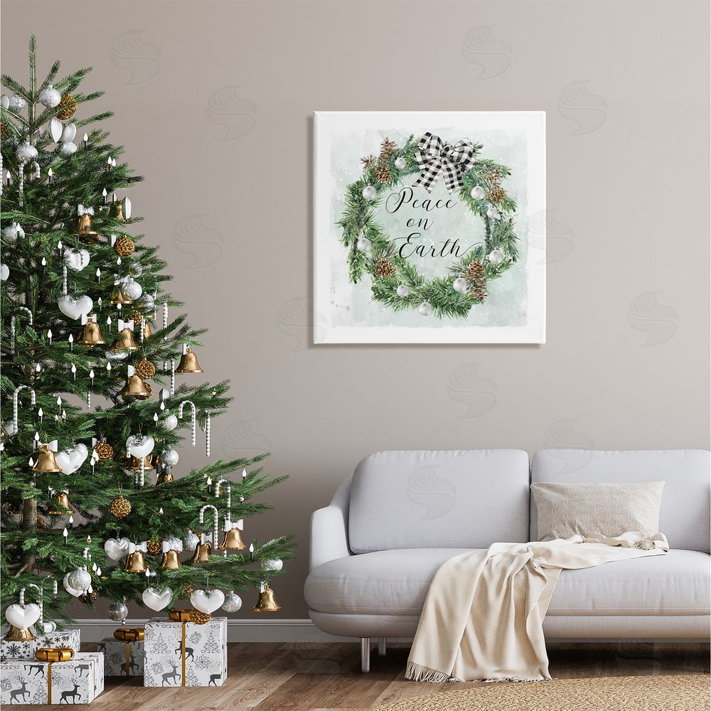Carol Robinson Peace Seasonal Wreath Canvas Wall Art in Room