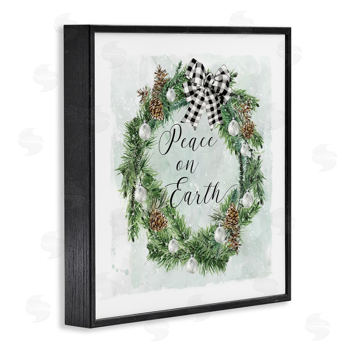 Carol Robinson Peace Seasonal Wreath Black Framed Glicee Wall Art Print