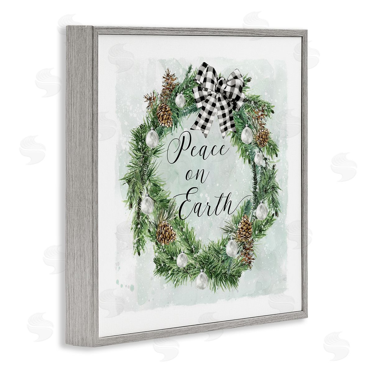 Carol Robinson Peace Seasonal Wreath Gray Framed Glicee Wall Art Print