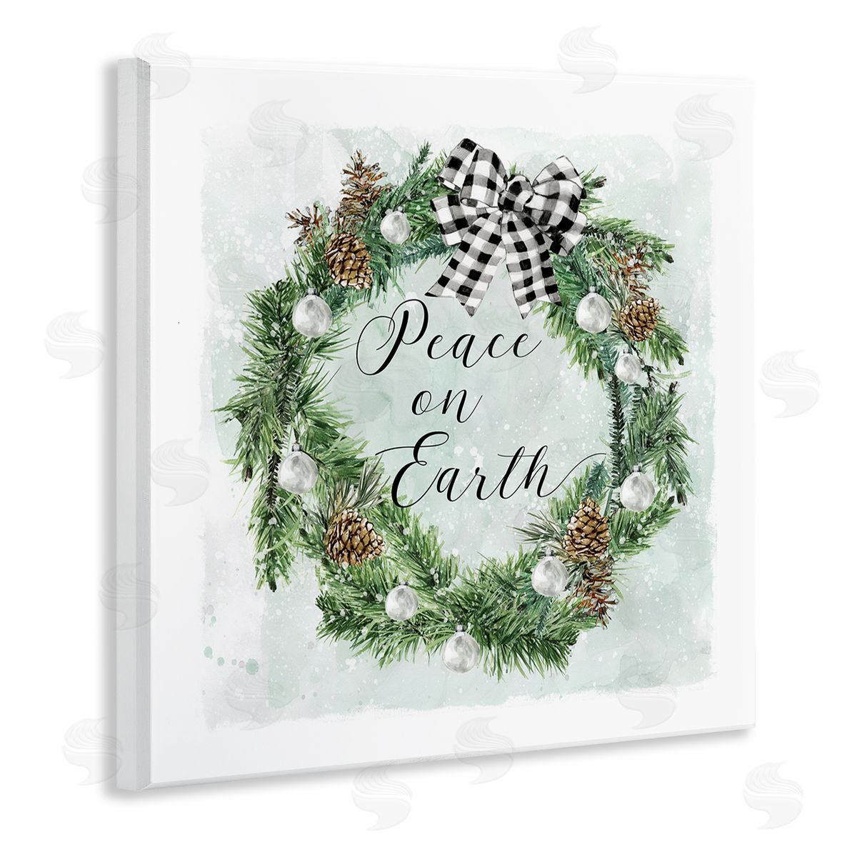 Carol Robinson Peace Seasonal Wreath Wooden Wall Plaque Art Print