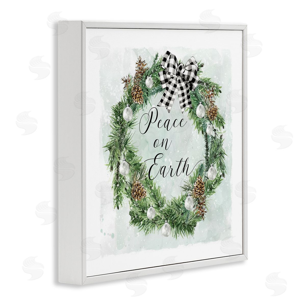 Carol Robinson Peace Seasonal Wreath White Framed Glicee Wall Art Print