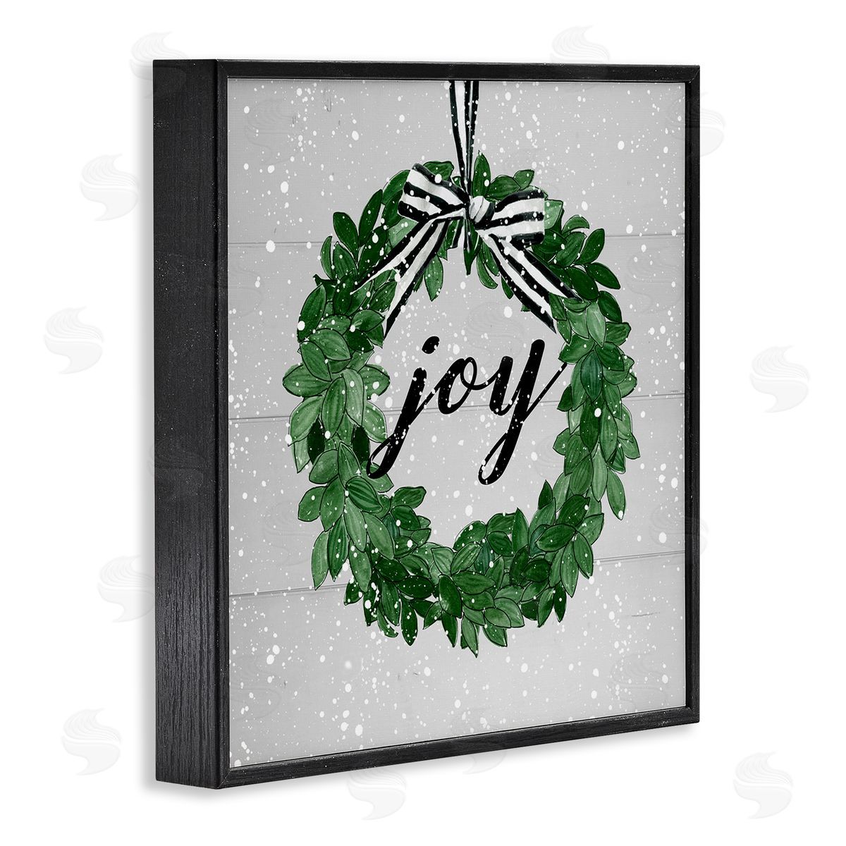 Carol Robinson Joy Wreath with Snow Black Framed Glicee Wall Art Print