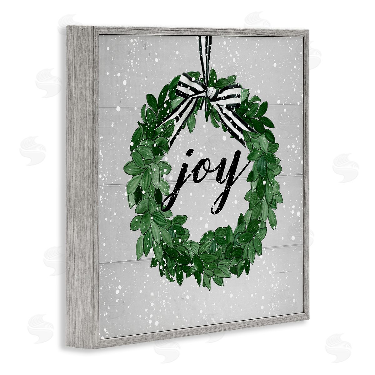 Carol Robinson Joy Wreath with Snow Gray Framed Glicee Wall Art Print