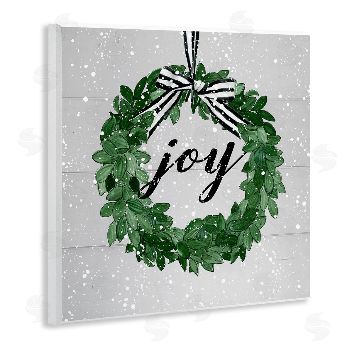 Carol Robinson Joy Wreath with Snow Wooden Wall Plaque Art Print
