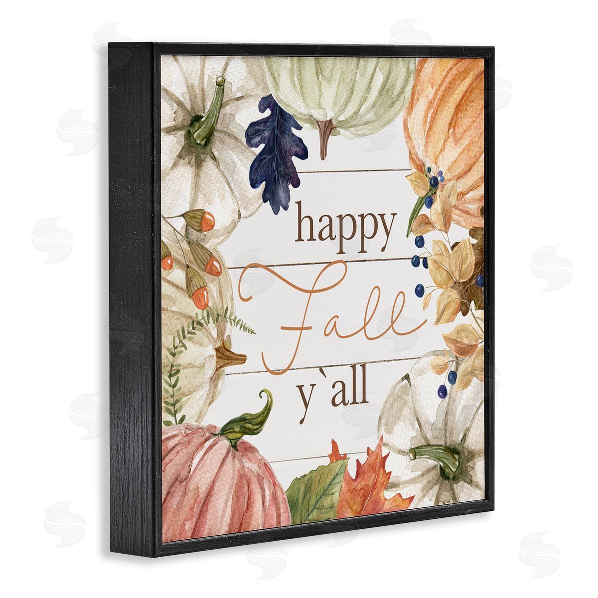 Carol Robinson Happy Fall Y'all Phrase Black Framed Glicee Wall Art Print