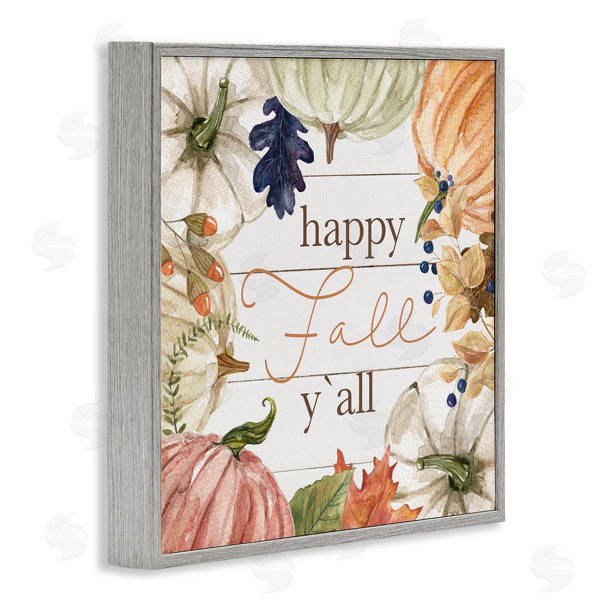Carol Robinson Happy Fall Y'all Phrase Gray Framed Glicee Wall Art Print