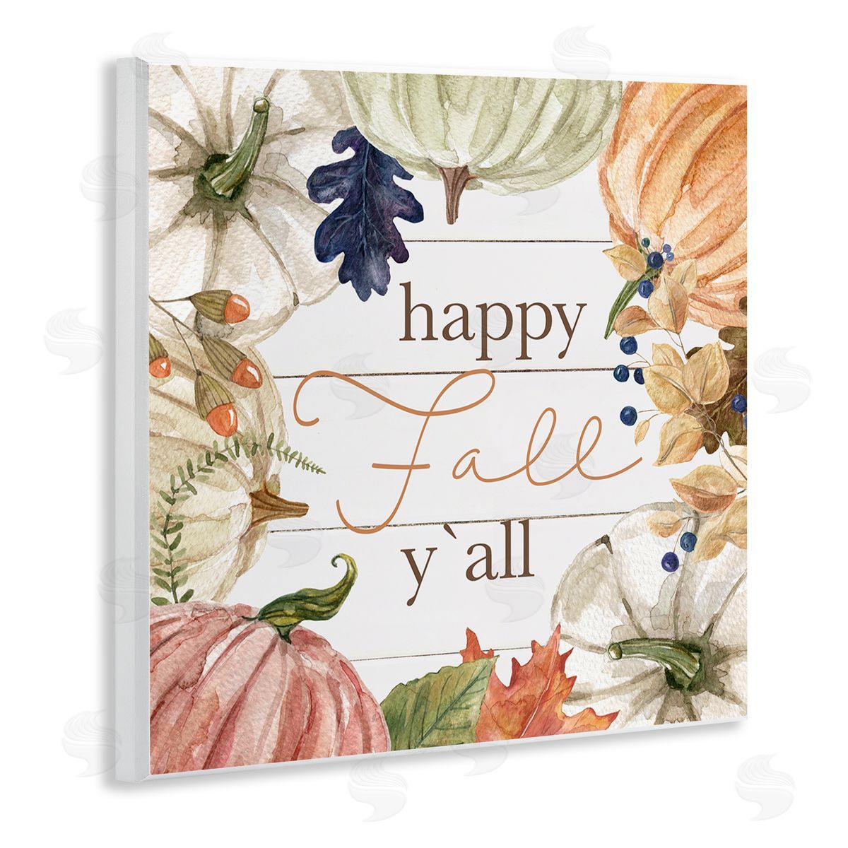 Carol Robinson Happy Fall Y'all Phrase Wooden Wall Plaque Art Print