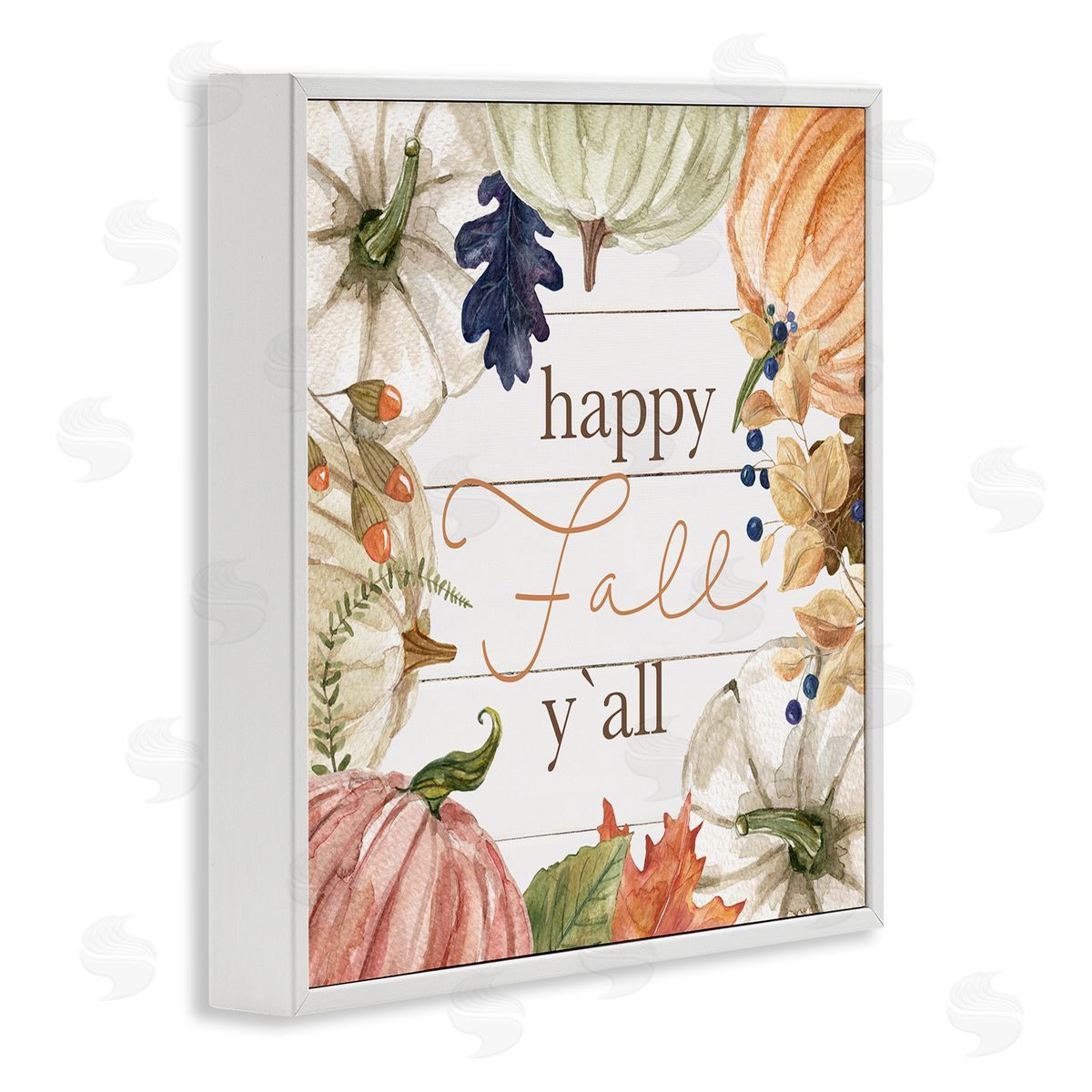 Carol Robinson Happy Fall Y'all Phrase White Framed Glicee Wall Art Print