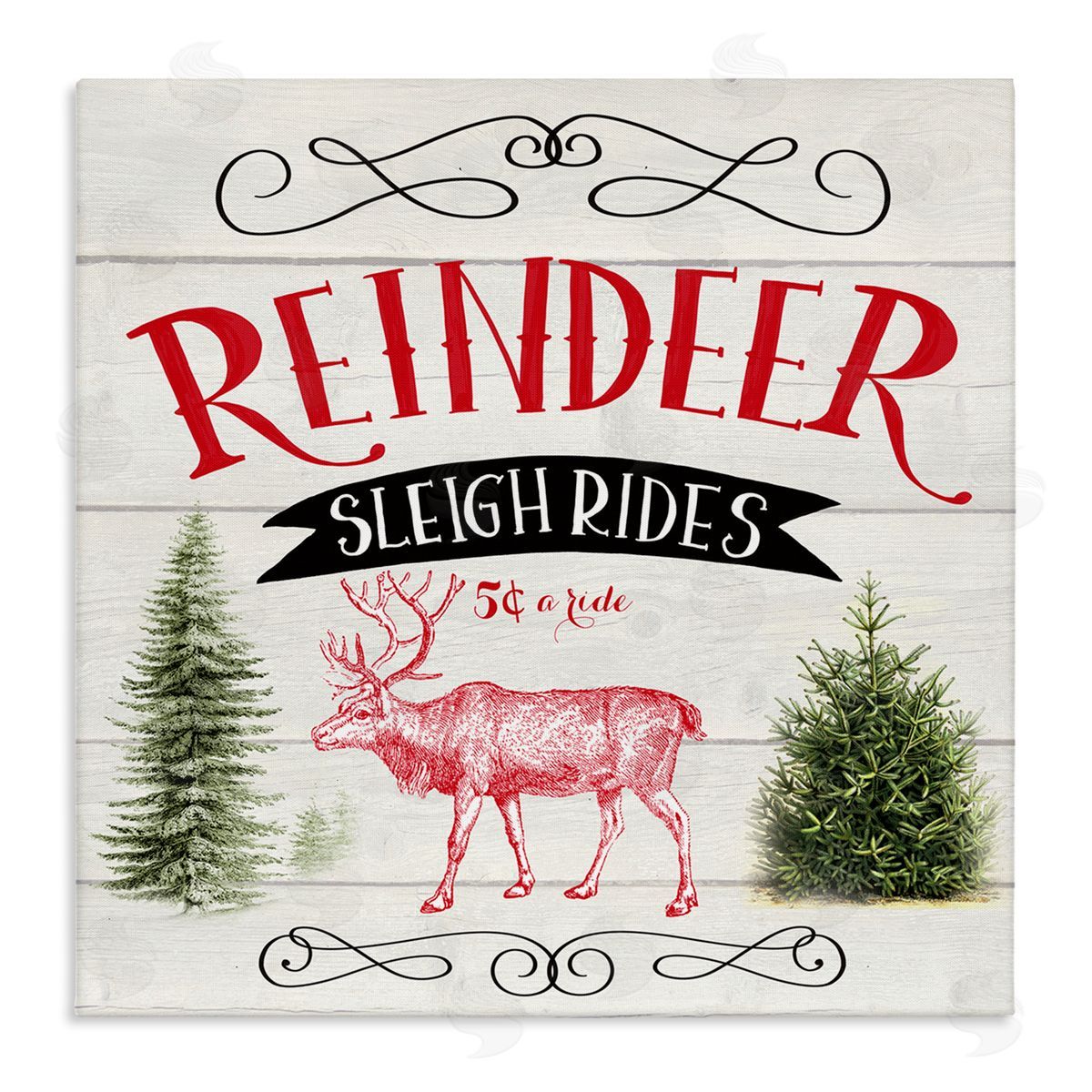 Corinne Haig Sleigh Rides Phrase Stretched Canvas Wall Art Print