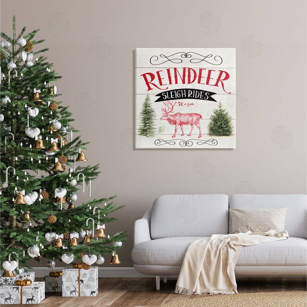 Corinne Haig Sleigh Rides Phrase Canvas Wall Art in Room