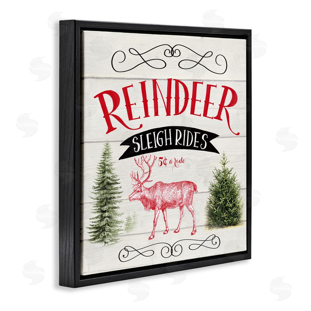 Corinne Haig Sleigh Rides Phrase Black Floating Frame Canvas Wall Art Print