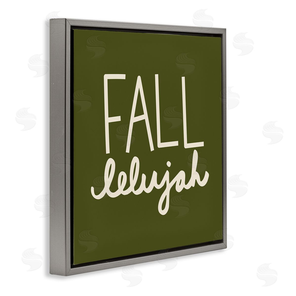 Emily Dumas Fall-lelujah Autumn Phrase Gray Floating Frame Canvas Wall Art Print