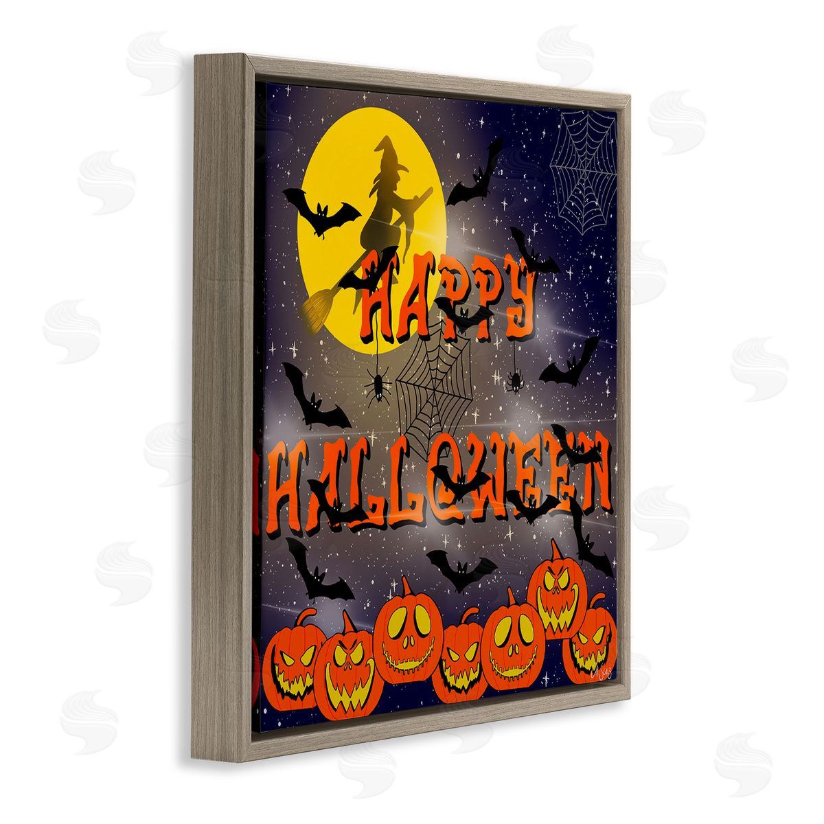 Ale Saiz Studio Halloween Witch Scene Brown Floating Frame Canvas Wall Art Print