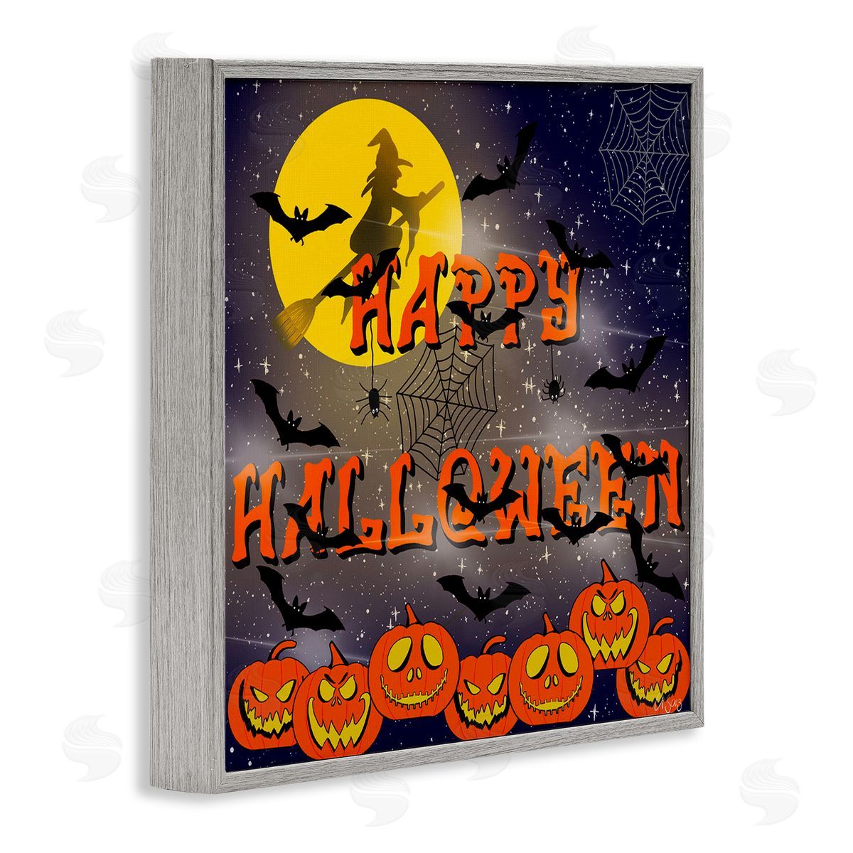 Ale Saiz Studio Halloween Witch Scene Gray Framed Glicee Wall Art Print