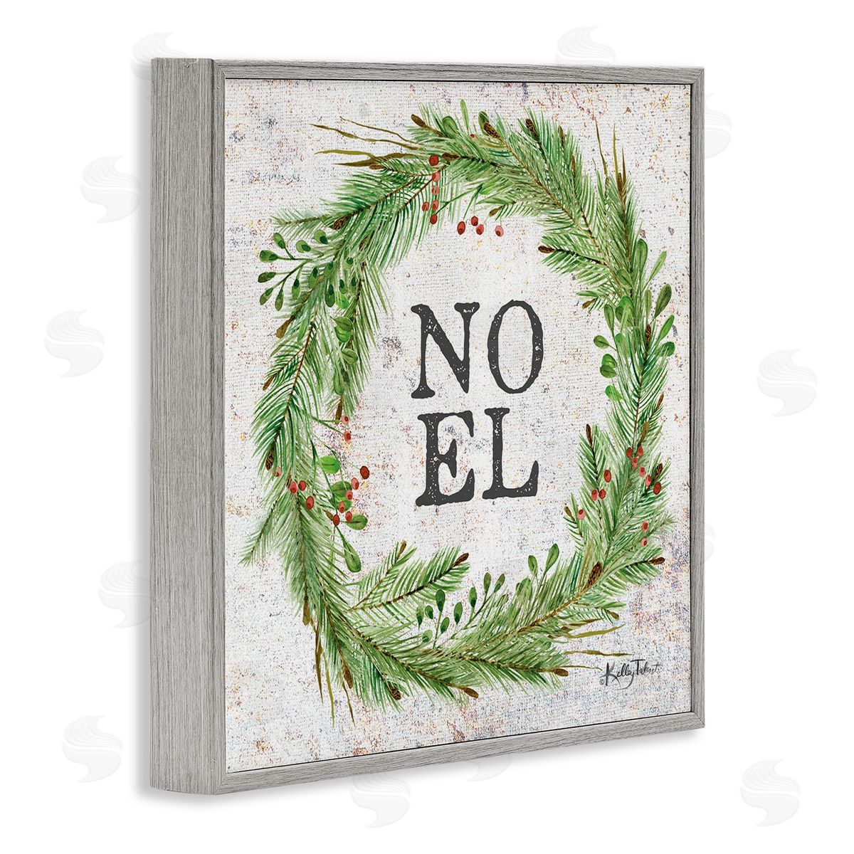 Kelley Talent Noel Seasonal Wreath Gray Framed Glicee Wall Art Print