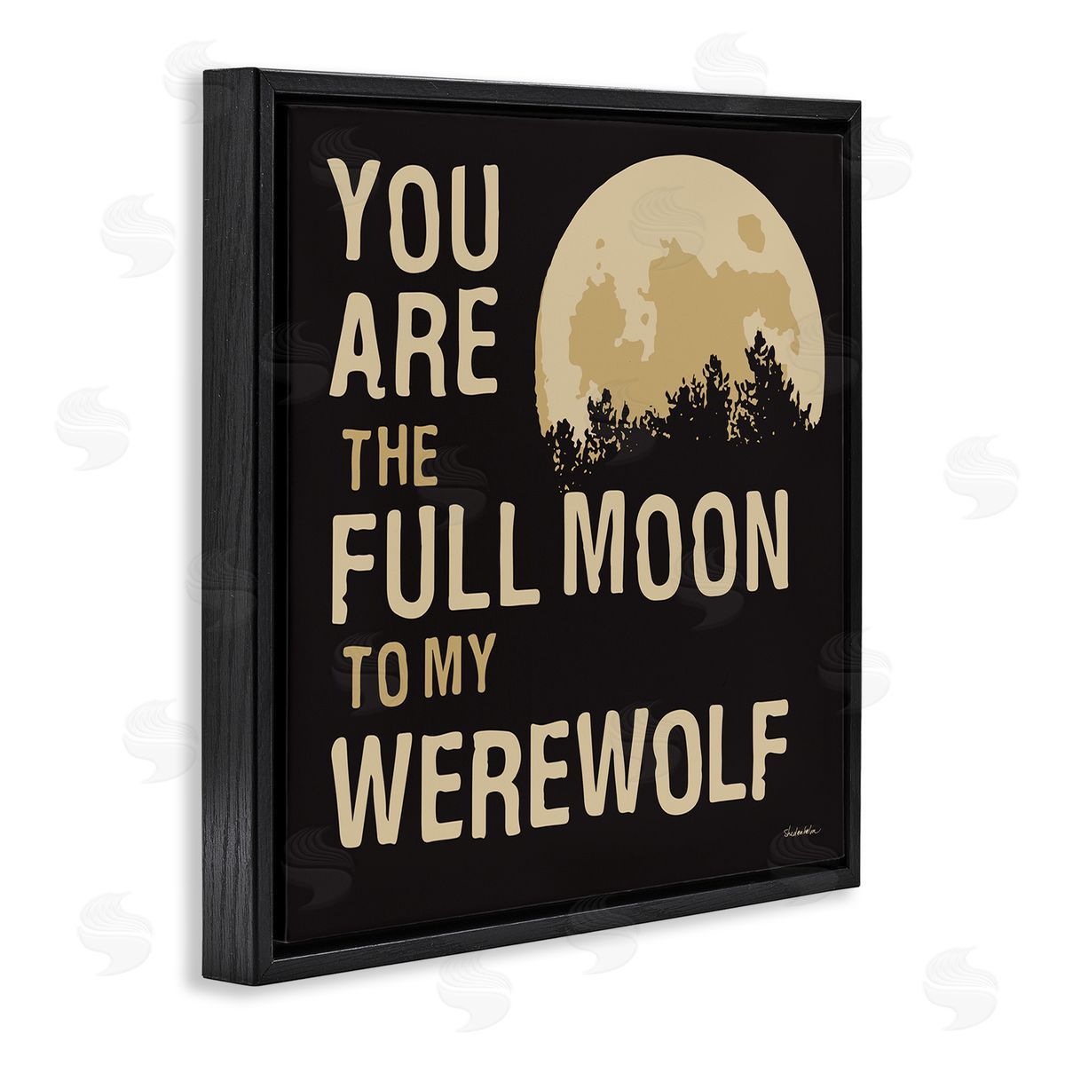 Kendra Shedenhelm Full Moon Werewolf Phrase Black Floating Frame Canvas Wall Art Print