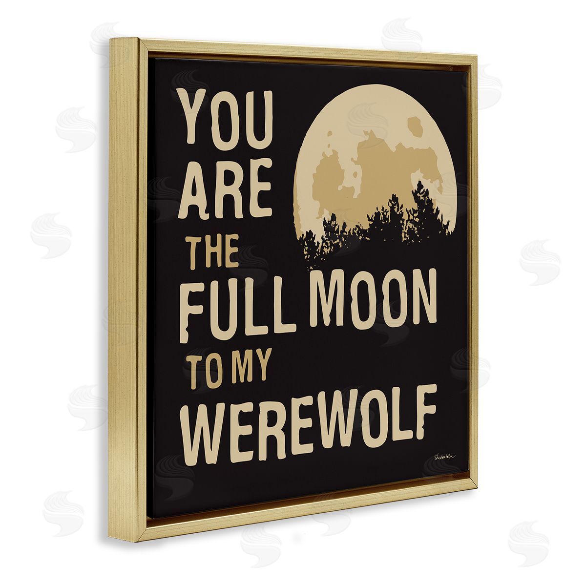 Kendra Shedenhelm Full Moon Werewolf Phrase Gold Floating Frame Canvas Wall Art Print