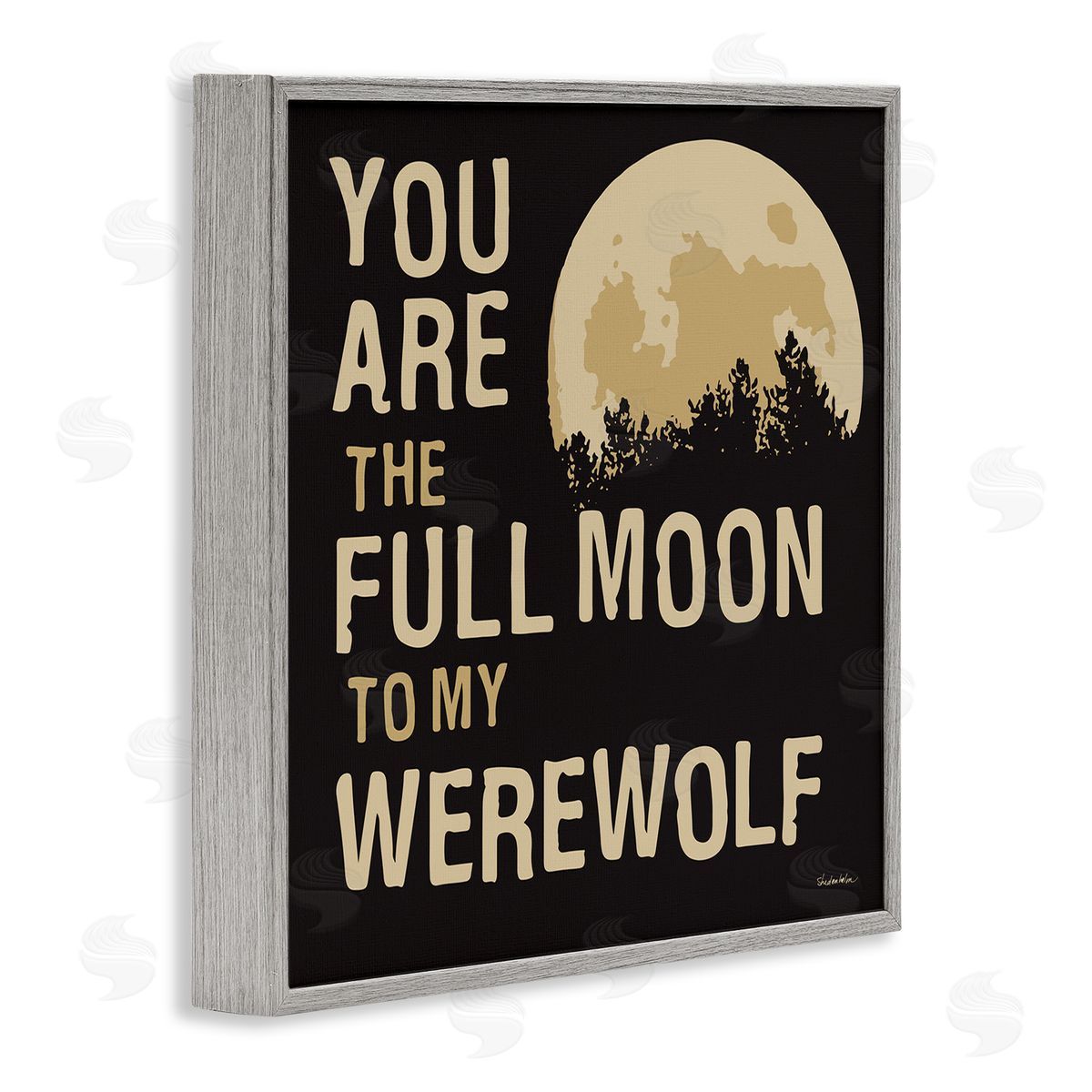 Kendra Shedenhelm Full Moon Werewolf Phrase Gray Framed Glicee Wall Art Print