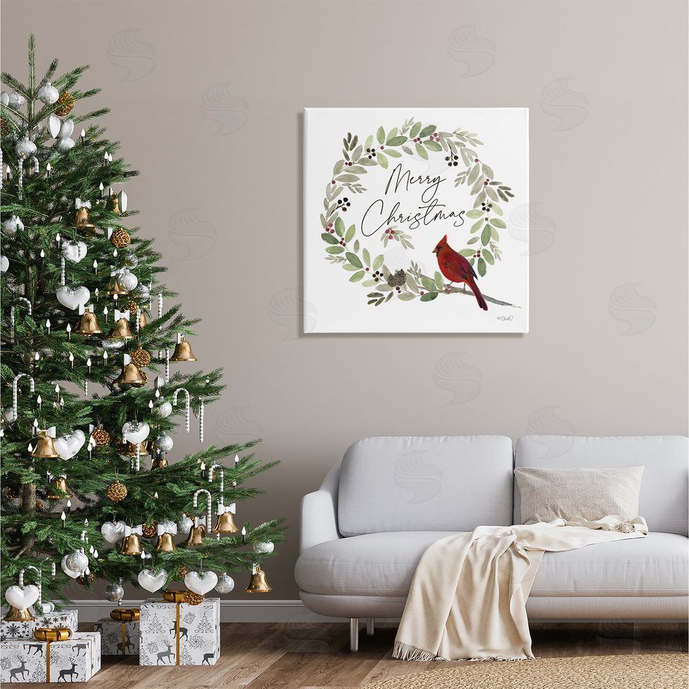 Kate Sherrill Merry Christmas Cardinal Canvas Wall Art in Room