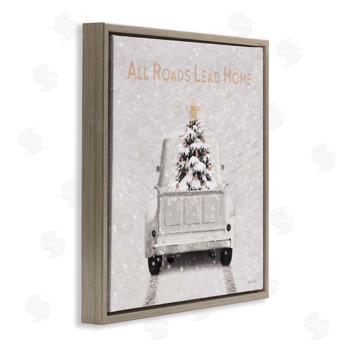 Lori Deiter All Roads Lead Home Brown Floating Frame Canvas Wall Art Print