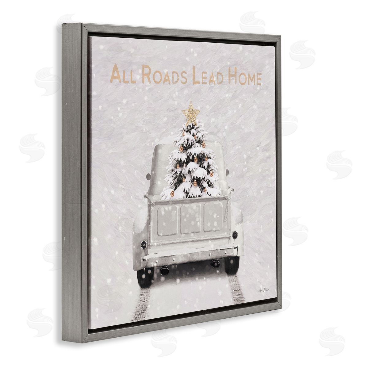 Lori Deiter All Roads Lead Home Gray Floating Frame Canvas Wall Art Print