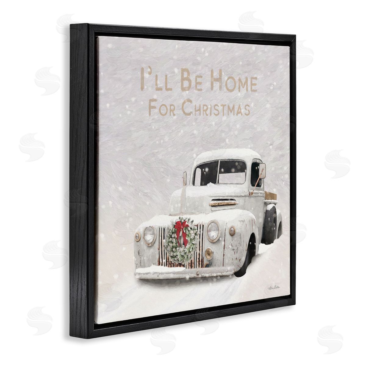 Lori Deiter Home For Christmas Phrase Black Floating Frame Canvas Wall Art Print