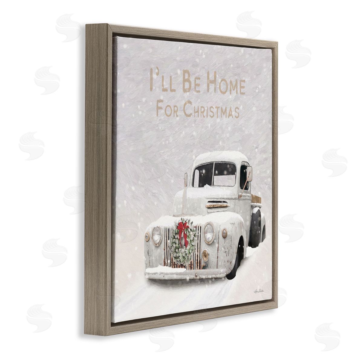 Lori Deiter Home For Christmas Phrase Brown Floating Frame Canvas Wall Art Print