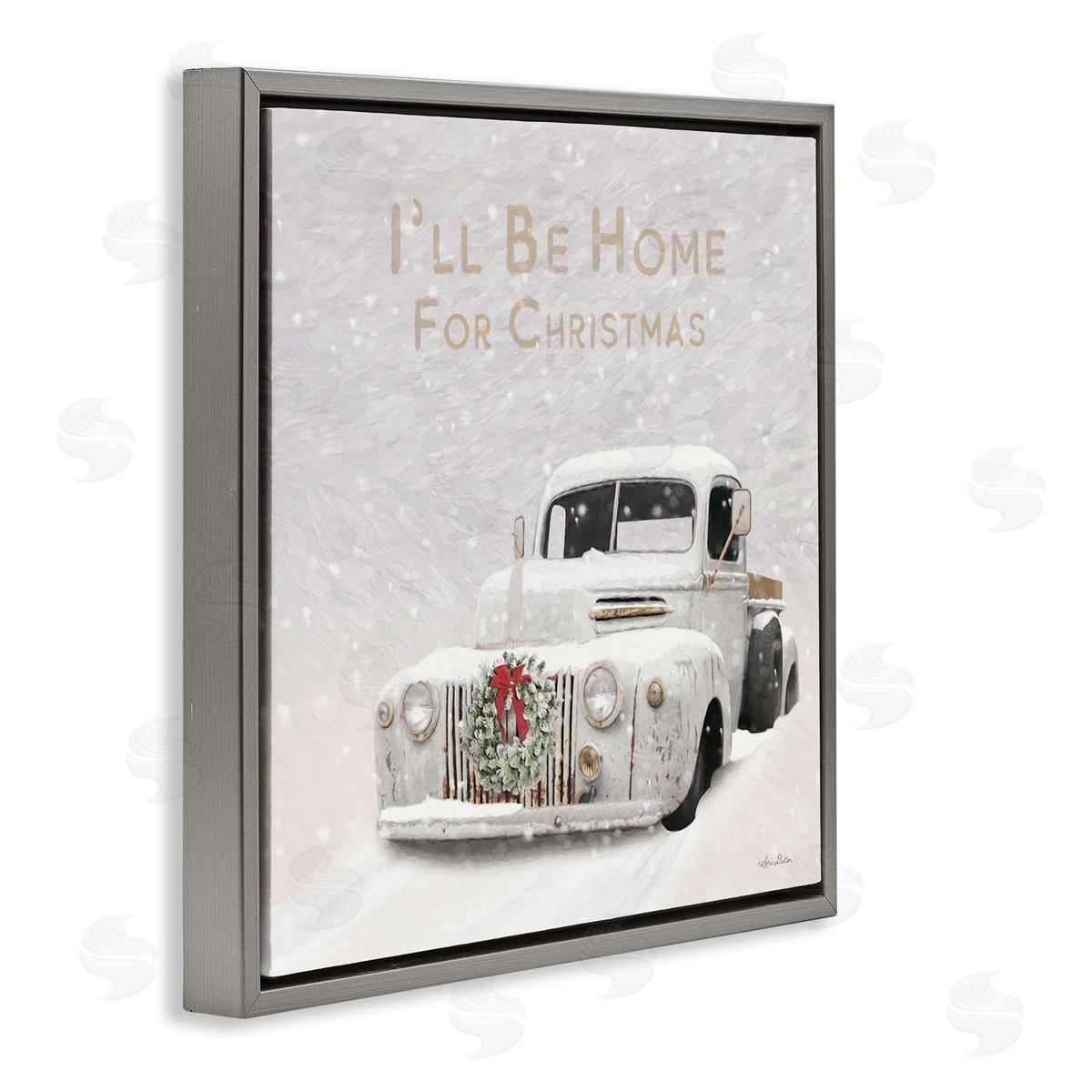 Lori Deiter Home For Christmas Phrase Gray Floating Frame Canvas Wall Art Print