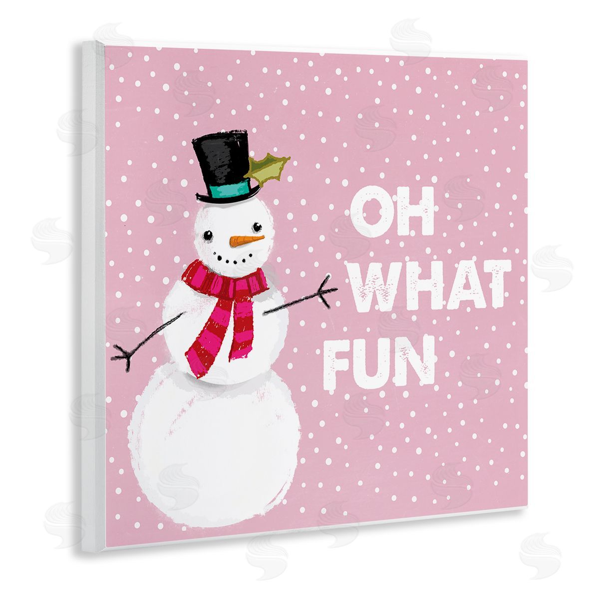 Lula Bijoux & co. Oh What Fun Pink Snowman Wooden Wall Plaque Art Print